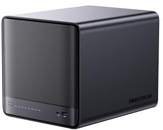 MINIS FORUM N5 Pro-P370, NAS de Bureau 5 Baies, Processeur AMD Ryzen AI 9 HX Pro 370 (12C/24T, jusqu'à 5,1 GHz),16GB DDR5, 10GbE + 510GbE, 3 x emplacements M.2 NVMe, HDMI/Type-C 4K,Stockage en réseau