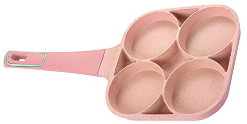4 Omelette Cooker Pan, Safe 4 Hole Egg Frying Pan, Aluminum Non-Stick Coating, Convenient for Kitchen (Pink)