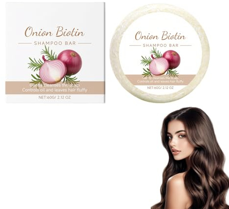 HASAIKA® Onion Shampoo Bar, Zwiebel Shampoo Seife, Reinigt und pflegt, stärkt die Haarsträhnen, für alle Haartypen geeignet (60 g)
