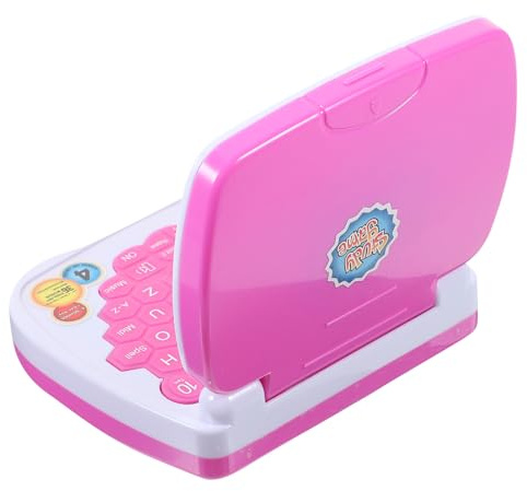 ifundom Computer Portatile Didattico Giocattolo Portatile per 1-5 Anni Schermo LED Musicale Rosa, Apprendimento Interattivo e Sviluppo Capacità Motorie Fini per Educazione Prescolare
