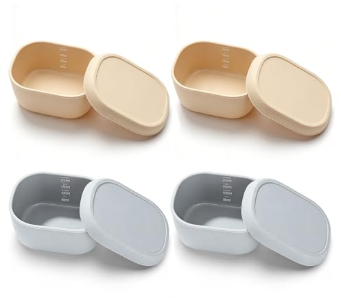4 Stück AufbewahrungsbehäLter für Katzenfutter Silikon 10 x 7 x 4.5 cm, Dosendeckel Katzenfutter für 65 mm Dosen, 200ml Dosen mit Deckel, Katzenfutters Behälter für Kühlschrank Mikrowelle Spülmaschine