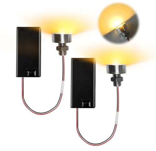 2 Stück Mini LED Puppenhaus Lampen, Warmweiß, 3V LED, AA Batteriehalter mit Schalter, 25 cm Kabel, Miniatur Beleuchtung Zubehör für DIY Modellhaus & Mikrohaus(Abstrahlwinkel: 150°)