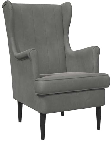 vidaXL Sessel Dunkelgrau Samt, Stylischer Sessel fürs Schlafzimmer, modernes Velours, Bequeme Sitzgelegenheit, eleganter Wohnraum-Deko