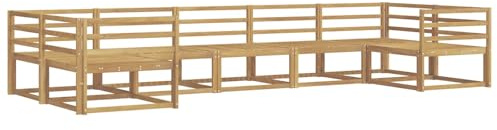vidaXL Outdoor-Sofagarnitur 7 pcs Weiß Massivholz Akazie, Modernes Ecksofa-Set, stylische Gartenlounge, Möbel für Terrasse, wetterfest am Pool