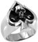 JewelryWe Schmuck Edelstahl Herren-Ring, Totenkopf Schädel in Poker Herz, Freundschaftsringe Edelstahlringe Punk Rock Stil Größe 62