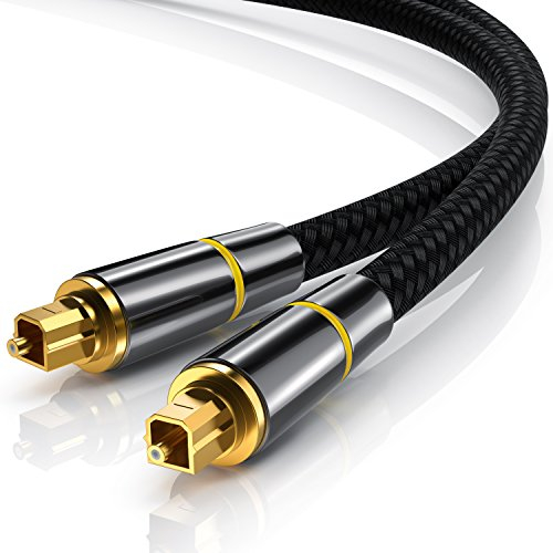 CSL - 1m HQ Platinum Toslink optisch digital Kabel S PDIF Audio Kabel - Aluminium Stecker vergoldete Kontakte Nylonummantelt - LWL Lichtwellenleiter
