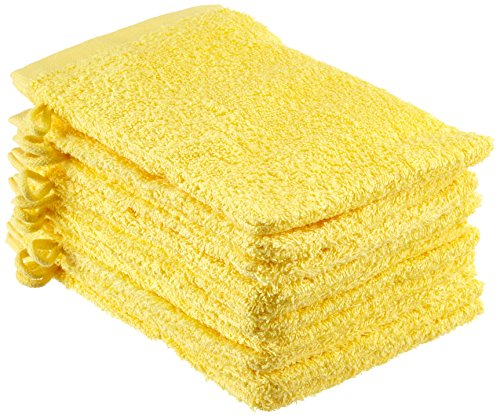 NatureMark 10er Pack Frottee Waschhandschuhe Waschlappen 100% Baumwolle Gelb 15x21cm