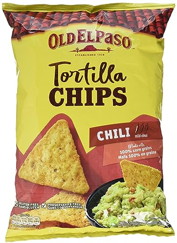 Old El Paso Tortilla Chips Chili – Tortilla Chips mit Chili-Geschmack aus Mais gebacken – Glutenfrei – 1 x 185 g