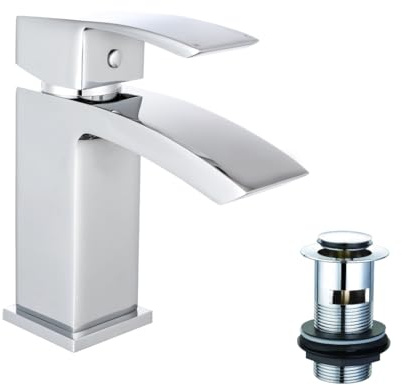 iBathUK | Chrome Basin Sink Mixer Tap Modern Bathroom Lever Faucet TB93