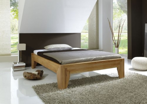 DaMi Holzbett Stella A - Massivholz-Bett in Kernbuche - Metallfreies Stecksystem - Doppelbett, 180 x 200 cm