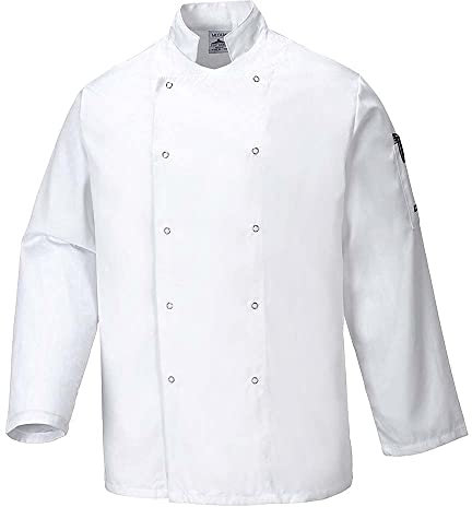 Portwest Suffolk Chefs Jacket L/S, Size: XL, Colour: White, C833WHRXL