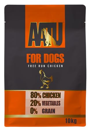 AATU Trockenfutter für Hunde, 80/20 Hundetrockenfutter mit Hühnerfleisch, Hundefutter Getreidefrei mit Hohem Proteingehalt, Natürliche Tiernahrung für Ausgewachsene Hunde Aller Rassen, 10 kg