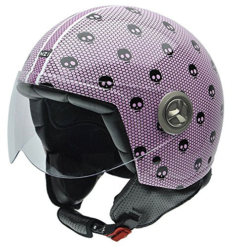 NZI Casco Moto Zeta, Rosa/Nero, 59