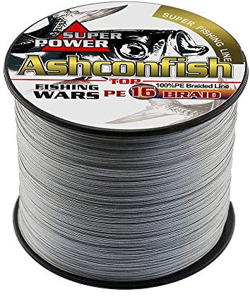 Ashconfish Lenza da pesca intrecciata-16 fili cavo da pesca 100 M/109 Yards 300 lbs resistente all'abrasione Incredibile Superline Zero Stretch Diametro ultrasottile Filo intrecciato Grigio