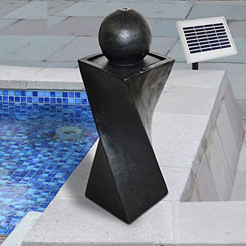 Solar Gartenbrunnen Brunnen Solarbrunnen Zierbrunnen Wasserfall Gartenleuchte Teichpumpe für Terrasse, Balkon, verbessertes Modell mit Pumpen-instant-Start-Funktion mit Liion-Akku & Led-Licht (V009)