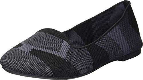 Skechers Women's Cleo-Sherlock-Engineered Knit Loafer Skimmer Ballet Flat, Black, 9.5 M US