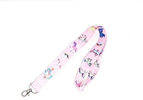 Gifts & Goodies Einhorn-Schlüsselband, 2 Designs, Ideal für Schlüssel, Handys, Ausweise, Abzeichen, Länge ca. 45 cm, Polyester Metall, Klassisch, Pink, Cartoon