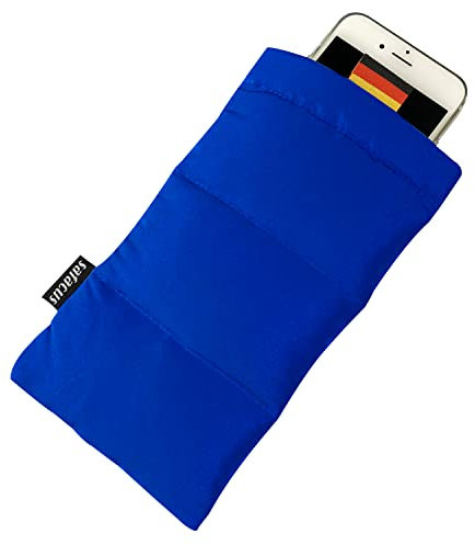 SAFACUS Thermo Handyhülle Tasche Universal Daunen Pouch Handysocke Weihnachten Geschenke für Smartphones Handy Winter Handyhülle für iPhone 14 13 12Plus X, Samsung Galaxy (Blue)