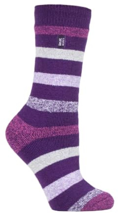 HEAT HOLDERS Lite - Damen Dünn Bunt Muster Motiv Thermosocken für Geschenk | Socken für Winter (37-40, Lila Streifen (Jasmin))