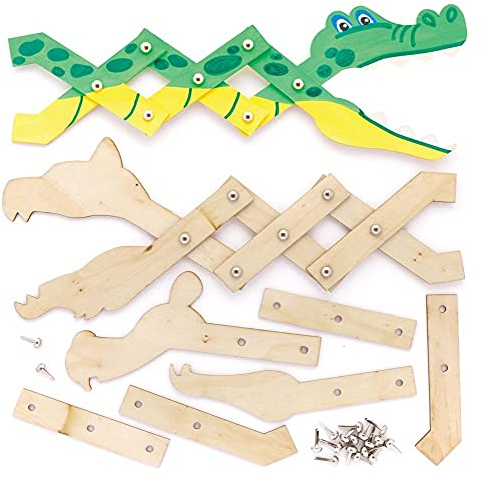 Baker Ross FE279 Dschungeltier aus Holz, ausziehbare Puppen-Kits – 3 Stück, zum Basteln und Dekorieren