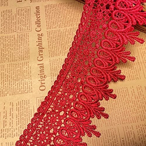 Little lane lace 9 cm Breite Europa Chips Muster Inelastische Stickerei Spitzenbesatz, Vorhang Tischdecke Slipcover Braut Selbermachen-Kleidung/Zubehör (1,8 Meter in einem Paket) (rot)