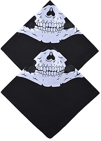 thb Richter Bandana Kopftuch Nickituch Halstuch Maske Zimmermanns- und Richtfesttücher Baumwolle Schweißtuch Stirnbänder Totenkopf Skull Gebiss Schwarz-Weiß (2er-Set)