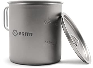 GRITR Titankup 450 ml Lightweight Titanium Multi-Purpose Camping Mug with Lid and Folding Handles