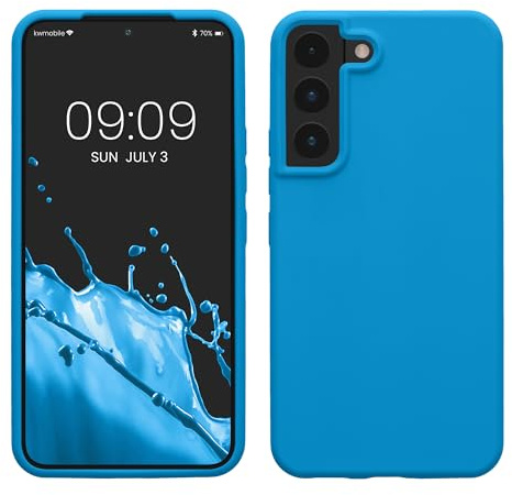 kwmobile Handyhülle für Samsung Galaxy S22 Hülle - Case Silikon - Kabelloses Laden - Schutzhülle Cover in Strahlend Blau