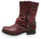Damen Stiefeletten Biker Boots - Stiefel mit Nieten Schuhe Blockabsatz - bequeme Herbst Winter Frauen Schuhe Schnallen - ST04 (Weinrot, numeric_39)