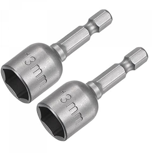 sourcing map Quick-Change Nut Driver Bit, 1/4 Hex Shank 13mm Magnetic Nut Setter Drill Bits, 1.89 Length, Metric 2 Pcs