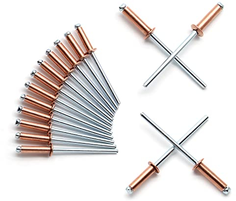 HARSKIYER 0,3 cm x 1,27 cm rote Kupfer-Nieten-Sortiment – 60 Stück, Aluminium-Nieten, Metall-Blindnieten, Kajak-Nieten, Werkzeug, Marine-Nietverschlüsse für Boote