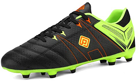 DREAM PAIRS Zapatillas de Fútbol Hombre Calzado de Fútbol Hombre Botas de Fútbol Zapatos de Fútbol al Aire Libre Tacos Deporte Spike Atletismo Negro/LIMÓN/Verde/Rojo SDSC2201M-E Talla 45 (EUR)