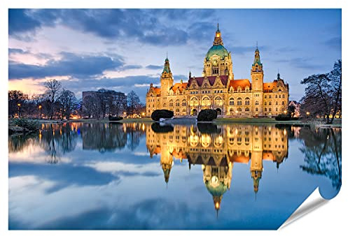 islandburner XXL Bild Poster Rathaus Von Hannover Deutschland Bei Nacht Premium Bilder Fotodruck