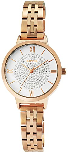 Raptor Marienne Damen-Uhr Edelstahl Similisteine Faltschließe Analog RA10230 (roségoldfarbig)