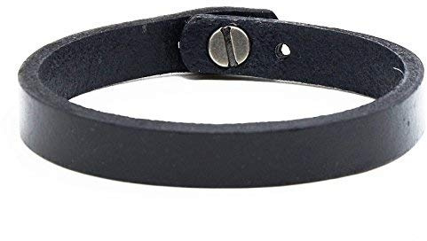 AZYOUNG Bracciale unisex in pelle nera, marrone, kaki, 2 misure, con bottone a chiodo semplice, 20,5 cm, 22 cm
