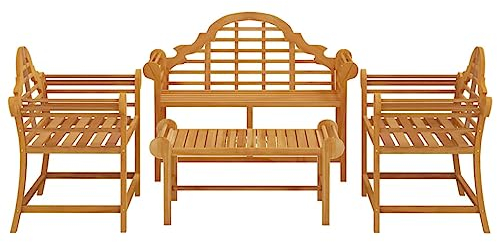 vidaXL Garten Lounge Set 4-TLG., Gartenmöbel Set Sitzgruppe für Garten Terrasse, Loungemöbel Stuhl Bank Tisch, Vintage-Look, Massivholz Teak