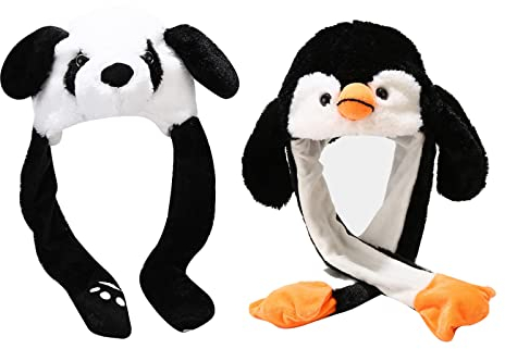 XineYuor 2PCS Wackelohrmütze Mütze Plüsch Wackelohren Mützen mit Beweglichen Plüsch Hut Mütze Lustige Hasenmütze Weichem für Make up Party,Weihnachtsfeier Fasching,Karneval & Cosplay