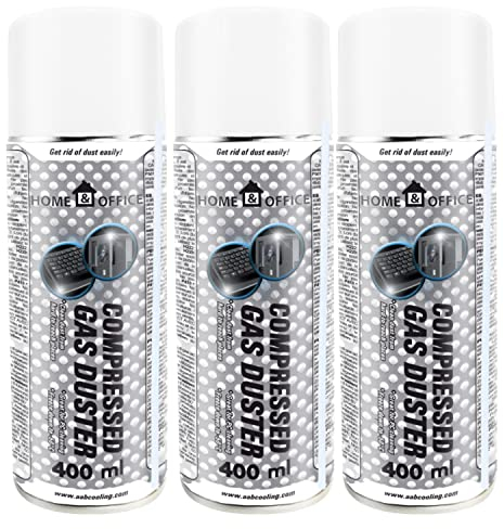 AABCOOLING 3 x 400ml Home&Office Compressed Gas Duster K1, Bombe d'Air Sec, Nettoyage de l'équipement de bureau, Dépoussiérants puissants, Computer Cleaner, Nettoyage des Ordinateurs