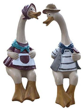Warmhm 2st Entenornamente Aus Harz Sitzende Gartenfiguren Tierfiguren Spielzeug Ente Skulptur Paarverzierung Sitzende Figuren Enten Figuren Garten Ente Figur Marionette Miniatur Liebhaber