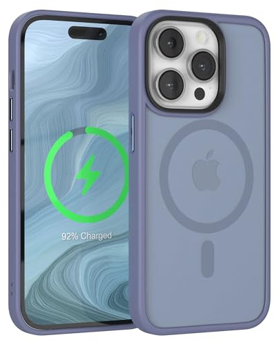 EAZY CASE - Hybrid Magnet Hülle kompatibel mit iPhone 14 Pro kompatibel mit MagSafe, Rundumschutz, Schutzhülle Kratzfeste Transparente Rückseite, magnetisch Hülle, Edle Haptik Matt Himmel Blau