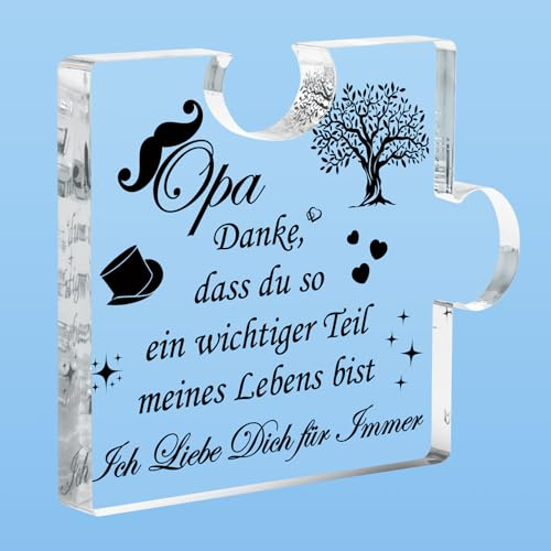 Geschenke für Opa, Opa Geburtstag Geschenk, Acryl Plakette Gravierte Puzzle Form für Opa zum Großelterntag Vatertag Weihnachten Dankeschön Geschenke