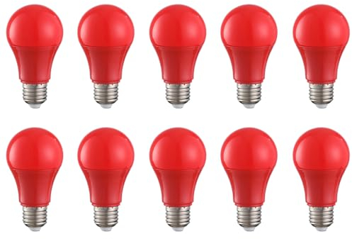 HUAMu 10er Set A60 farbige LED Leuchtmittel Birnenform 3W 25Watt Leuchtmittel Birnenform,für Außen & Innen, Rot