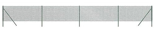 vidaXL Green Chain Link Fence with PVC Coating - Galvanised Steel Wire Mesh - Interlocking Outdoor Barrier - Multi-Use Fencing - 0.8x10m
