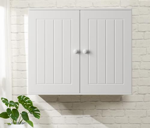 Banas Wandschrank Schrank Hängeschrank, Wandmontiert oder Bodenstehend, 60×15.2×50.3CM, Weiß, für Bad, Waschküche, Küche, Schlafzimmer, Wohnzimmer, Pharmazie, Buchhandlung, Bar, usw.