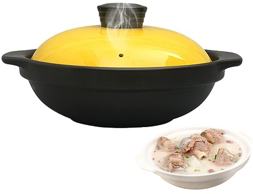 Cuiseur à Riz en Pot en Terre Cuite, Casserole en Terre Cuite Chinoise pour Cuisiner, Casserole à Soupe dans Une Casserole antiadhésive avec Couvercle pour brûler à Sec