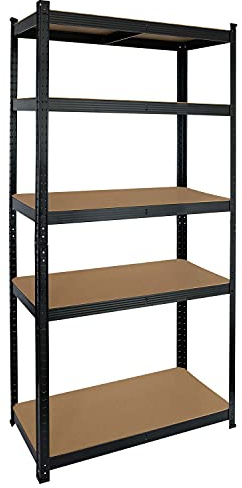 THINIA HOME - Estantería Modular Almacenaje, Acero y MDF Antihumedad, Hogar, Trastero, Garajes y Talleres, 5 Baldas Ajustables, Carga Máxima 875Kg, 90x40x180cm (Largo x Ancho x Alto)