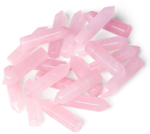 MAIBAOTA Rose Quartz Healing Crystals Gifts Wands Hexagonal Pointed Gemstones Set Bulk for Women Beginner Chakra Stones Nature Reiki Spiritual Energy Balancing Protection Crystal 10pcs