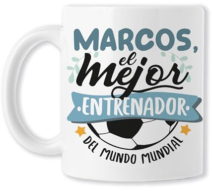 Taza Personalizada para Entrenadores: Eres el Mejor Entrenador del Mundo Mundial - Regalo Motivacional para Fin de temporada. Regalo para hombre - Regalo Original Divertido. Cerámica blanca