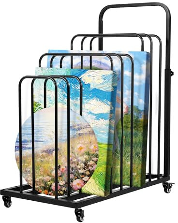 lesolar Art Painting Drying Rack, Art Canvas Storage Rack with Caster Wheels, Adjustable Art Easel Display Stands for Drawing Board, Panel, Paper Pad for Art Studios, Gallery