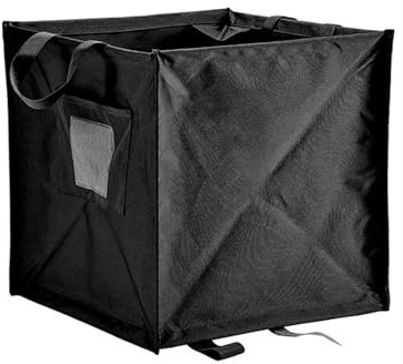 perfk Papelera Plegable para Acampada, Papelera de Reciclaje de Tela Oxford con asa y Bolsillo, Papelera Plegable para Hojas de jardín y Cocina, Negro Grande